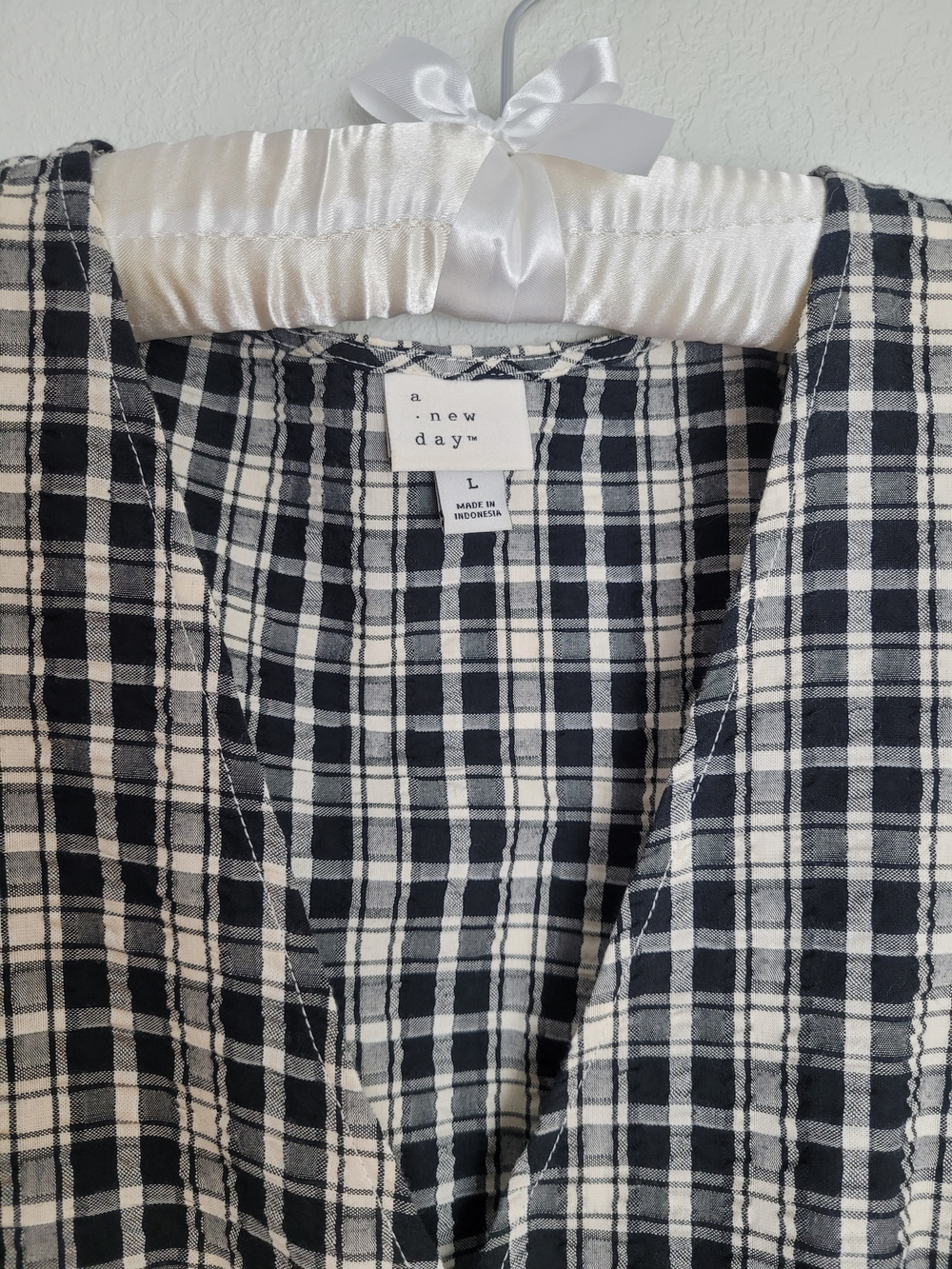 A New Day Black and Cream Plaid Wrap Midi Dress - Picture 3 of 14